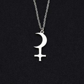 img 2 attached to 🌙 Lilith Symbol Crescent Moon Necklace with Cross - Astrology Jewelry Pendant for Pagan Enthusiasts