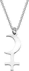 img 4 attached to 🌙 Lilith Symbol Crescent Moon Necklace with Cross - Astrology Jewelry Pendant for Pagan Enthusiasts