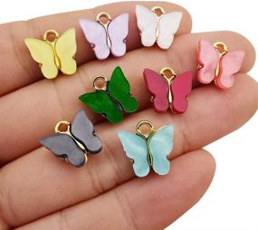 img 3 attached to 🦋 Sailanzi 24-Piece Alloy Acrylic Butterfly Charms: Perfect for Necklace, Bracelet, and Earring Jewelry Making (SM467)