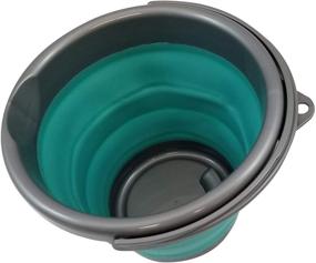 img 3 attached to HOMZ Store N Stow 5 Liter Handle, Grey and Teal, Set of 1 Collapsible Round Bucket - Enhanced for SEO