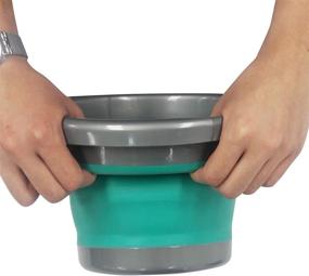 img 1 attached to HOMZ Store N Stow 5 Liter Handle, Grey and Teal, Set of 1 Collapsible Round Bucket - Enhanced for SEO