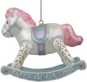 img 3 attached to 🎠 Adorable BestPysanky Boy's Blue Rocking Horse Glass Baby's First Christmas Ornament: A Delightful Keepsake for your Little One!