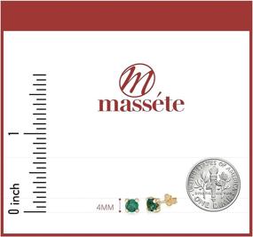 img 3 attached to 💎 Stunning 14k Yellow Gold Classic Solitaire Stud Earrings with 4mm Round Simulated Birthstones - Ideal for Girls and Women