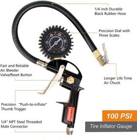 img 3 attached to 🔧 FYPower 22-Piece Air Compressor Accessories Kit | 1/4" x 25 ft Recoil Poly Hose | 1/4" NPT Quick Connect Fittings | Tire Inflator Gauge | Blow Gun | Air Filter | Swivel Plugs | Blue PU Hose