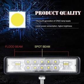 img 2 attached to 🔦 MONDEVIEW 6" LED Light Bar - 2 Rows Slim, 120W 12000LM 6000K Spotlight + Floodlight Combo, 9-36V, Off Road LED Light Pods for Trucks, Cars, SUVs, 4x4s, Motorcycles - Pack of 2