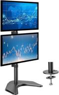 🖥️ huanuo dual monitor stand - vertical stack screen free-standing holder lcd desk mount: accommodates two 13-32 inch computer monitors with c clamp grommet base logo