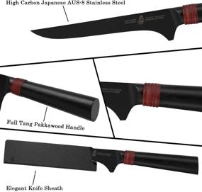 img 3 attached to 🔪 TUO Boning Knife 6" - Flexible Fillet Knife for Professional Fish Preparation - Black Titanium Plated Blade - High-Quality Japanese AUS8 Stainless Steel - Pakkawood Handle - Dark Knight Series with Sheath & Gift Box