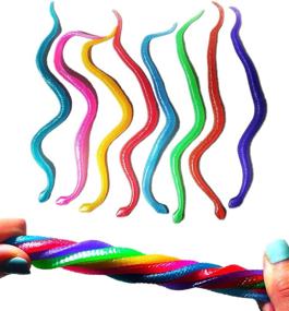 img 4 attached to 🐍 UpBrands Stretchy Snakes Toys 6 Inches Bulk Set - Vibrant 8 Glitter Colors for Kids' Birthday Party Favors, Goodie Bags, Easter Egg Basket, Pinata Filler - 16 Pack