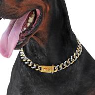 🐶 pet state 19mm gold dog collar: cuban link design with snap buckle, extra-thick 18k gold plating on 316l martingale stainless steel - perfect heavy duty pitbull collar for all sized dogs logo