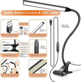 img 2 attached to 🌟 360° Folding Clamp Desk Lamp: 36LED Memory Eye Protection Rechargeable Table Lamp with 3 Color and 10 Adjustable Brightness - Perfect for Office, Bed Reading, Working, Computers, and Reading Books