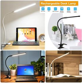 img 3 attached to 🌟 360° Folding Clamp Desk Lamp: 36LED Memory Eye Protection Rechargeable Table Lamp with 3 Color and 10 Adjustable Brightness - Perfect for Office, Bed Reading, Working, Computers, and Reading Books