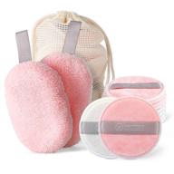 microfiber oval makeup remover pads for foundation and masks - reusable & eco-friendly - bamboo cotton round pads for mascara and eye shadow - washable facial clean with laundry bag - perfect for valentine's day logo