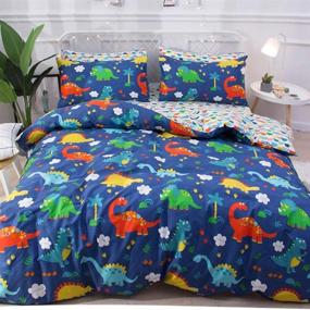 img 2 attached to 🦕 Adorable Boys Dinosaur Pillowcases Set for Twin Queen Bed - Standard Size, 2 Cartoon Pillow Covers