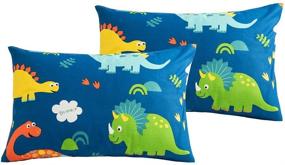 img 3 attached to 🦕 Adorable Boys Dinosaur Pillowcases Set for Twin Queen Bed - Standard Size, 2 Cartoon Pillow Covers