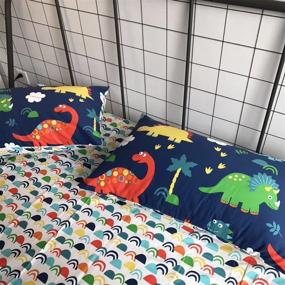 img 1 attached to 🦕 Adorable Boys Dinosaur Pillowcases Set for Twin Queen Bed - Standard Size, 2 Cartoon Pillow Covers