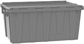 img 2 attached to 📦 Buckhorn AR2717120202000 Industrial Plastic Storage Tote with Hinged Lid, 27" L x 17" W x 12" H - Red