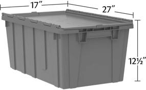 img 1 attached to 📦 Buckhorn AR2717120202000 Industrial Plastic Storage Tote with Hinged Lid, 27" L x 17" W x 12" H - Red