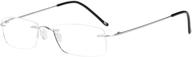 👓 liansan designer fashion titanium rimless reading glasses for men and women - lightweight frameless eyewear with case (style 8085) logo