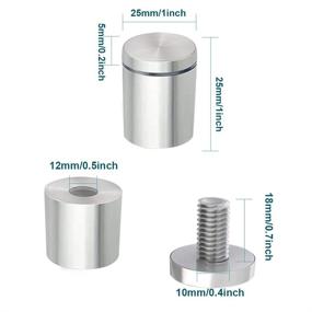 img 2 attached to 🔩 20 шт. Нержавеющая сталь Штифты с опорами: 1 x 1 дюйм Набор держателей для настенных табличек для акриловых рамок для фотографий, крепежное оборудование для установки стекла и реклама