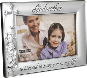 img 3 attached to 🖼️ Silver Godmother Picture Frame with Cross, 4x6 - Malden International Designs