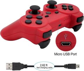img 1 attached to 🎮 Ceozon Wireless PS3 Controller Bluetooth Gamepad for Playstation 3 Joystick with Charging Cords 2 Pack - Black + Red