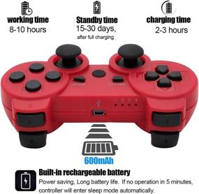 img 2 attached to 🎮 Ceozon Wireless PS3 Controller Bluetooth Gamepad for Playstation 3 Joystick with Charging Cords 2 Pack - Black + Red