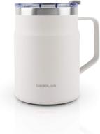 🔒 locknlock metro mug - 16 oz off white stainless steel double wall insulated with handle and lid логотип