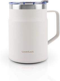 img 4 attached to 🔒 LocknLock Metro Mug - 16 oz Off White Stainless Steel Double Wall Insulated with Handle and Lid