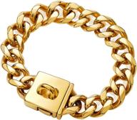 🐶 bmusdog gold chain dog collar: premium 23mm heavy duty thick 18k cuban link stainless steel collar for medium to large dogs - great for walking, training, and style! logo