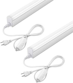 img 4 attached to 💡 (Set of 2) LELEJU LED Under Cabinet Lights, 2ft, 1100lm, 6000K, 10W, Shop LED Light Fixtures and T5 LED Light Fixture, Under Cabinet LED Lighting, Corded Electric with ON/Off Switch