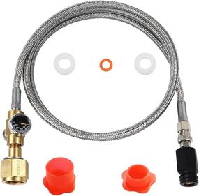 img 4 attached to 🥤 Revamped 2021 Soda Stream Adapter Hose Kit: 60in CGA320 to TR21-4, Co2 Tank Direct Adapter Hose with Pressure Gauge, Exhaust Valve, 4500PSI