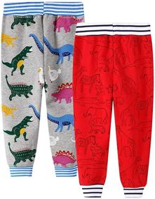 img 3 attached to 🧢 Get Your Boys Ready to Play with LOKTARC 2 Pack Cute Pattern Cotton Sweatpants