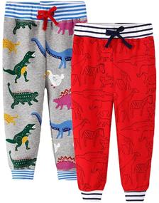 img 4 attached to 🧢 Get Your Boys Ready to Play with LOKTARC 2 Pack Cute Pattern Cotton Sweatpants