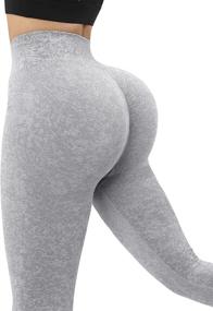 img 2 attached to OMKAGI Scrunch Leggings Seamless 88 Black Sports & Fitness for Running