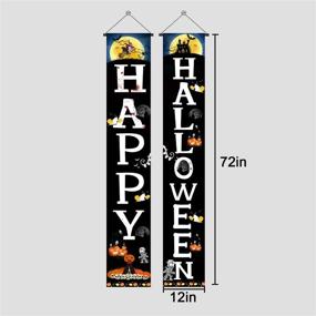 img 3 attached to 🎃 Famoby Happy Halloween Hanging Banner Porch Sign: Ghoul Bat Pumpkin Décor for Outdoor Indoor Party 72"x12