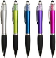 🖊️ misibao stylus pens for touch screens - medium point pens with crystals for women and kids, black ink pen with stylus ballpoint pens, comfort grip for ipad - 5-pack with 4 refills (style1) logo