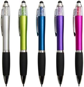 img 4 attached to 🖊️ MiSiBao Stylus Pens for Touch Screens - Medium Point Pens with Crystals for Women and Kids, Black Ink Pen with Stylus Ballpoint Pens, Comfort Grip for iPad - 5-Pack with 4 Refills (Style1)