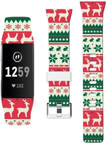 img 4 attached to 🎄 Силиконовые Рождественские Ремешки для Fitbit Charge 4/3 - Прочный и Праздничный Женский Ремешок для Зимнего Праздничного Сезона - Тема Дизайна Рождества