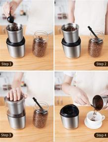 img 3 attached to SHARDOR Electric Coffee Bean Grinder: Powerful Stainless Steel Blade, Silver, Removable Bowl