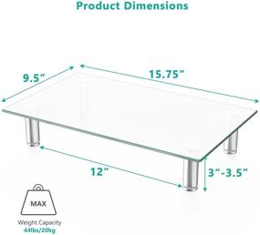 img 1 attached to 🖥️ Двойная подставка для монитора с закаленным стеклом - регулируемая высота для плоского экрана LCD LED ТВ, ноутбука - 2 штуки