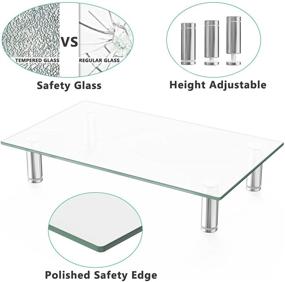 img 2 attached to 🖥️ Двойная подставка для монитора с закаленным стеклом - регулируемая высота для плоского экрана LCD LED ТВ, ноутбука - 2 штуки
