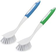 🧽 amazer kitchen scrub brush sink bathroom brushes: comfortable grip bristles for efficient pot, pan, and dishes cleaning - 2-pack with scraper tip! logo