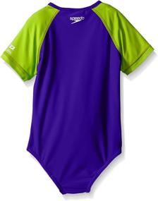 img 2 attached to Speedo Short Sleeve Zip 1-Piece Swimsuit for Girls