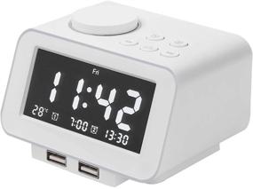 img 4 attached to ⏰ Smises Alarm Clock Radio - FM Radio, Dual USB Charging Ports, Temperature Display, Dual Alarms, 5 Level Brightness Dimmer, Adjustable Alarm Volume, Sleep Timer - White