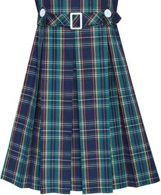 img 1 attached to 🏽 Khaki School Dress for Girls with Button Back and Pleated Hem - Available in Sizes 6-14