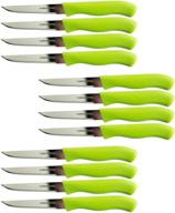 🔪 brenium 12-piece paring and garnishing knife set with straight edge 3 inch blade, stainless steel, spear point, ideal for fruit & vegetable cutting, peeling - green logo