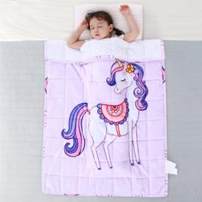 img 4 attached to 🦄 Topblan 3lb Weighted Blanket for Kids, Sherpa Fleece Blanket with Whimsical Patterns, Calming Blanket for Peaceful Sleep, 36x48 inches - Purple Unicorn