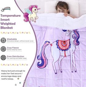 img 2 attached to 🦄 Topblan 3lb Weighted Blanket for Kids, Sherpa Fleece Blanket with Whimsical Patterns, Calming Blanket for Peaceful Sleep, 36x48 inches - Purple Unicorn