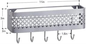 img 3 attached to Wall Mount Metal Entryway Storage Organizer with 5 Hooks for Coat, Keys - NEX Mail Sorter Key Basket