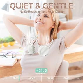 img 3 attached to 🌀 Portable Neck Fan: Hands-Free Bladeless Fan, USB Rechargeable Wearable Personal Fan - Leafless & Headphone Design - 3 Speeds, White